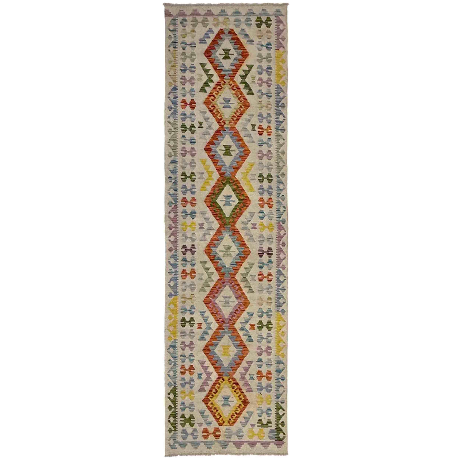 Hand Made Afghan Kilim Runner 2' 6" x 9' 8" ft / 77 x 294 cm - No. Y39453