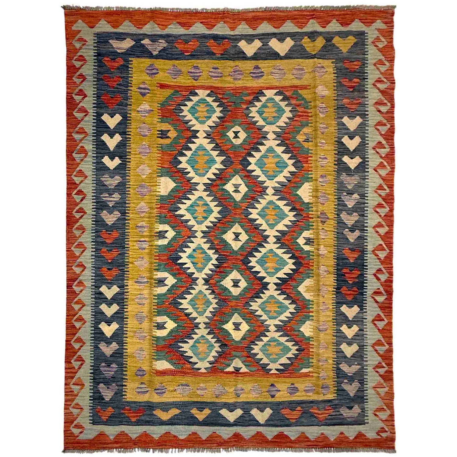 Hand Knotted Flatweave Kilim 5' 10" x 8' 2" ft / 178 x 250 cm - No. Y39460