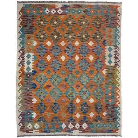 Handmade Afghan Vegetable Kilim 5' 11" x 7' 7" ft / 180 x 231 cm - No. Y39461