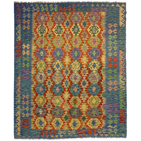 Hand Made Afghan Kilim 6' 2" x 8' 0" ft / 188 x 244 cm - No. Y39462