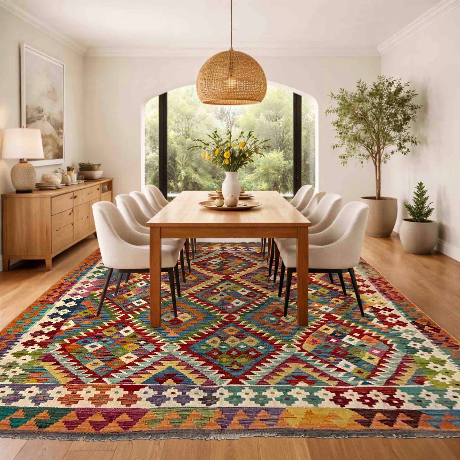 Handmade Vegetable Kelim 6' 1" x 7' 11" ft / 186 x 241 cm - No. Y39466