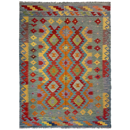 Hand Woven Wool Kelim 5' 7" x 8' 0" ft / 170 x 243 cm - No. Y39468
