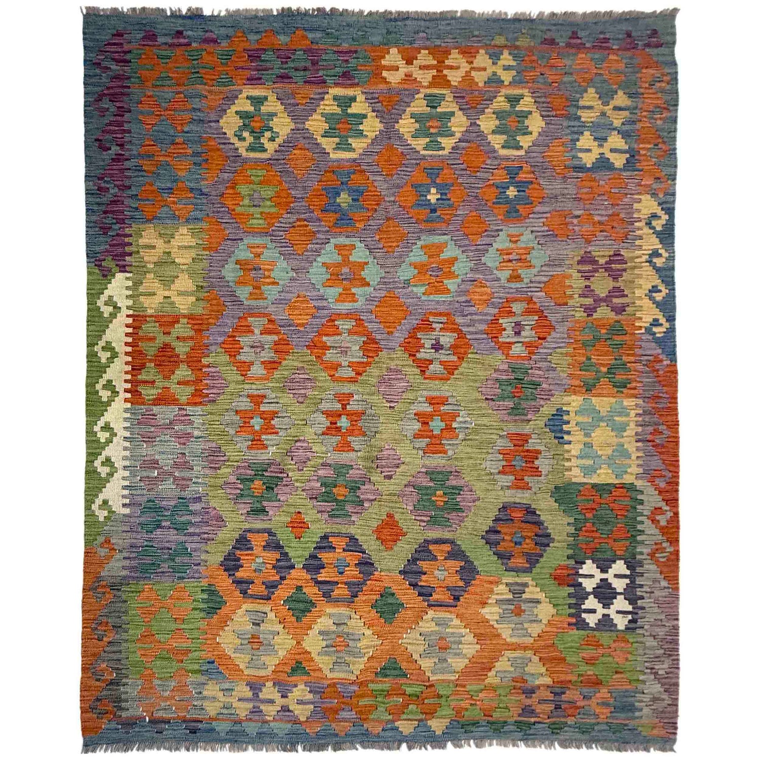 Handmade Turkish Design Wool Kilim 5' 9" x 8' 0" ft / 176 x 245 cm - No. Y39469