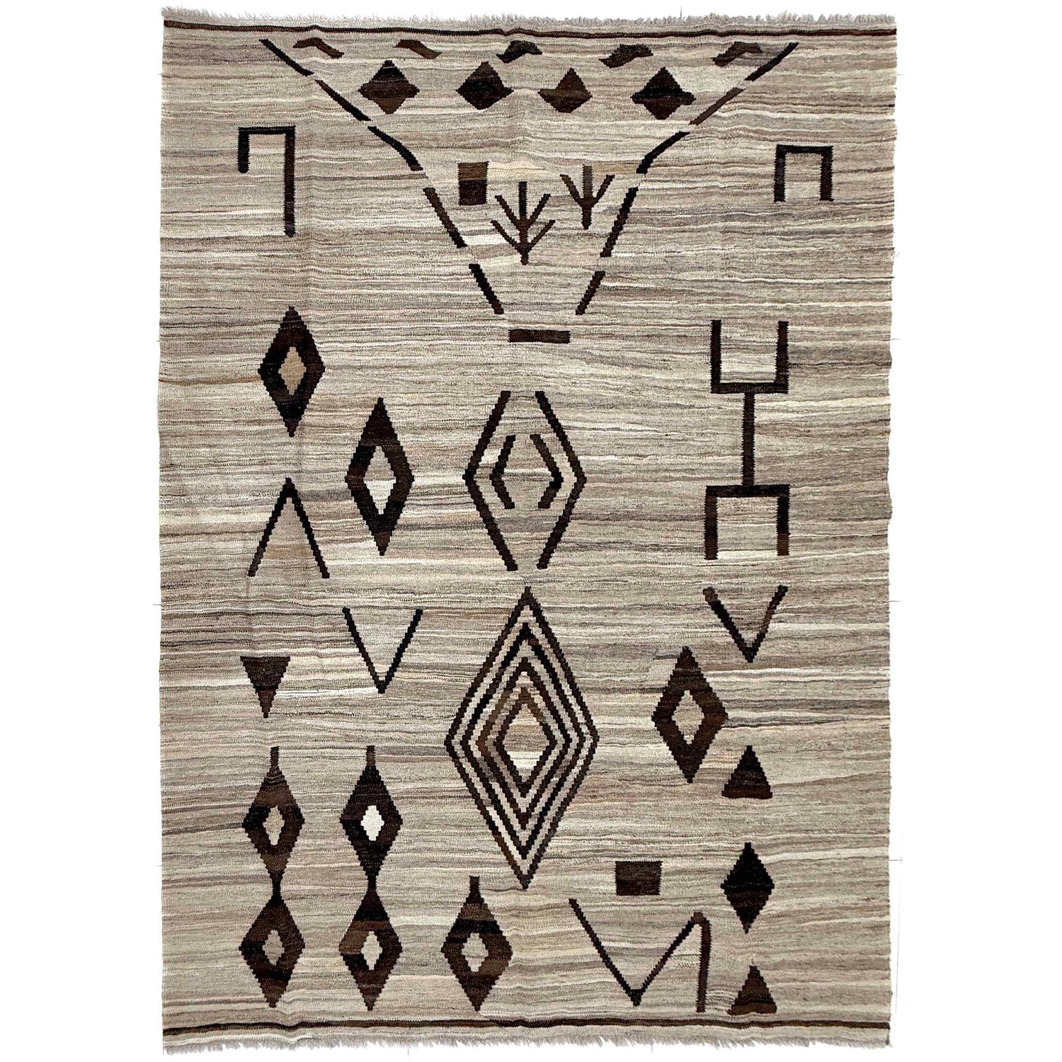 Hand Made Afghan Kilim 5' 8" x 7' 7" ft / 173 x 230 cm - No. Y39470