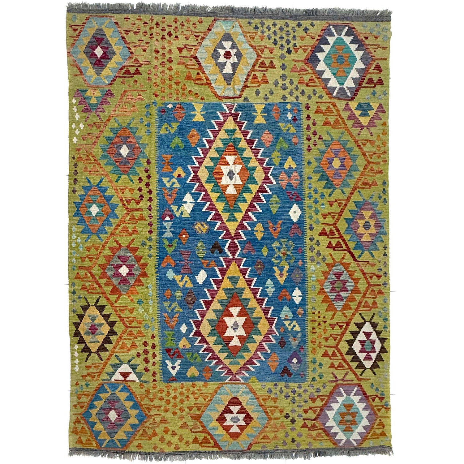 Hand Knotted Flatweave Kilim 6' 2" x 8' 1" ft / 189 x 246 cm - No. Y39473