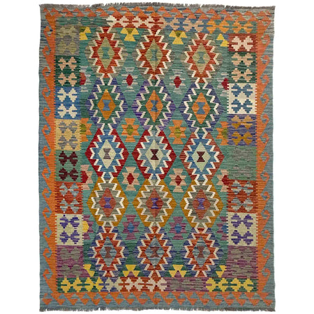 Hand Made Afghan Kilim 5' 10" x 8' 2" ft / 178 x 249 cm - No. Y39475