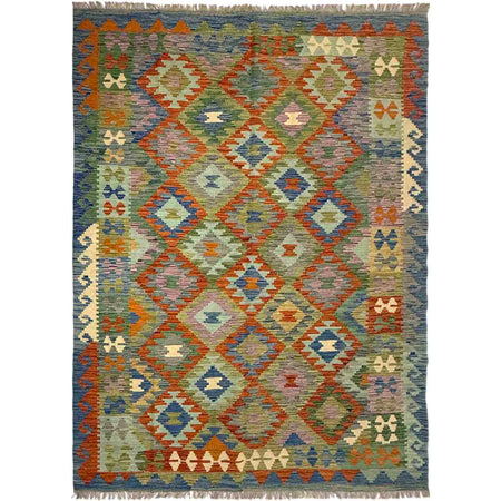 Handmade Turkish Design Wool Kilim 5' 8" x 7' 11" ft / 172 x 242 cm - No. Y39481