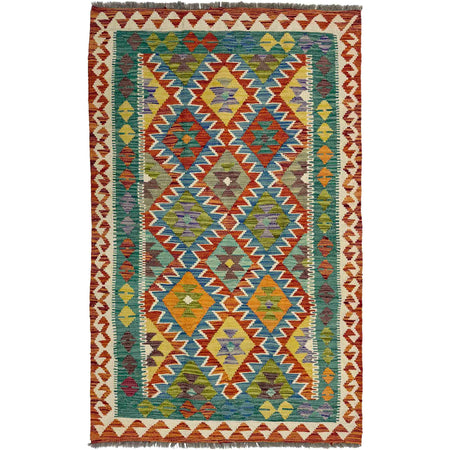 Handmade Afghan Vegetable Kilim 4' 1" x 6' 5" ft / 125 x 196 cm - No. Y39484