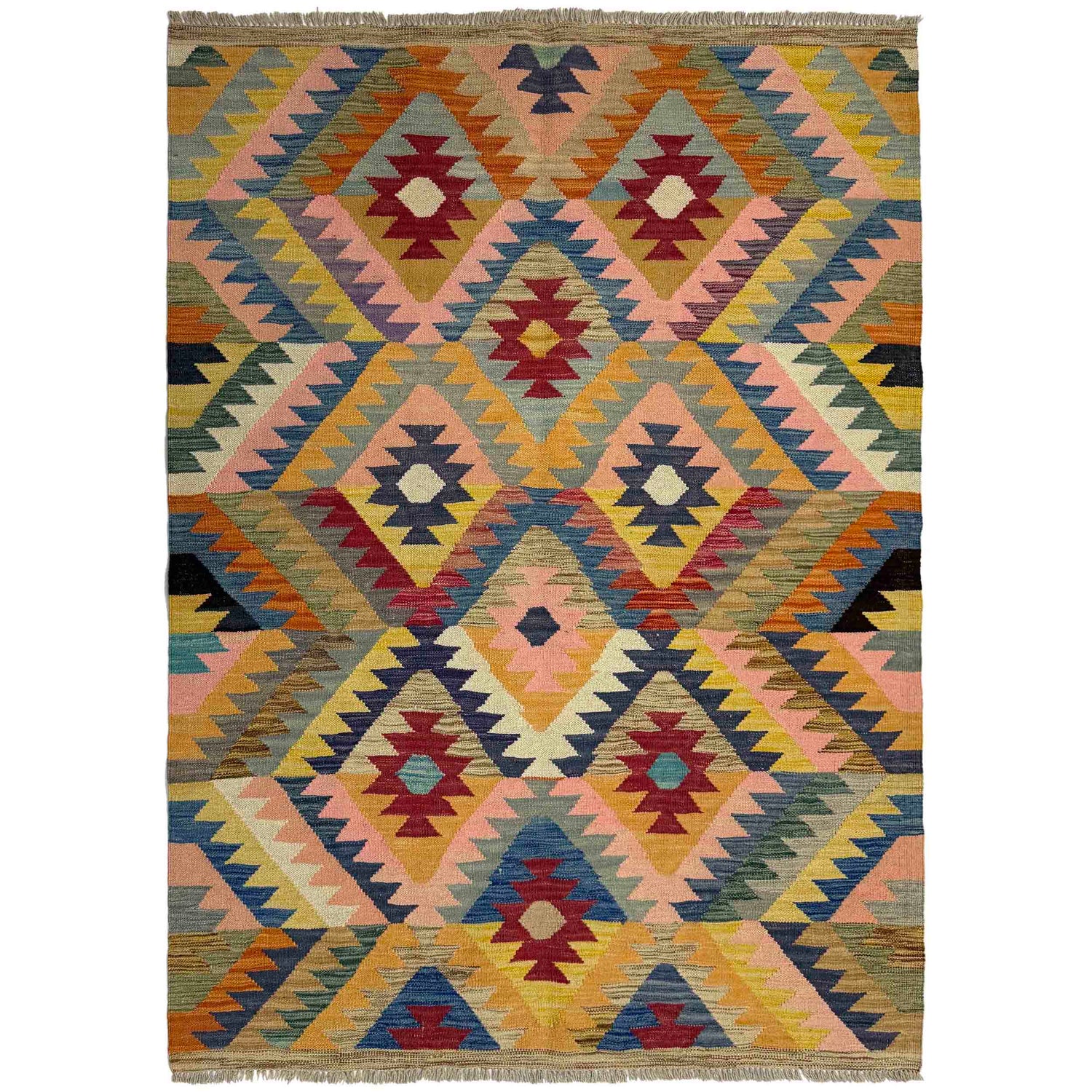Hand Made Afghan Kilim 4' 3" x 6' 0" ft / 130 x 184 cm - No. Y39485