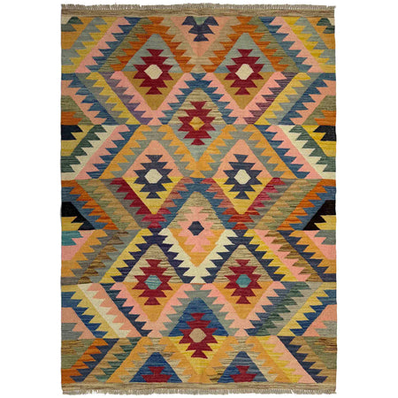 Hand Made Afghan Kilim 4' 3" x 6' 0" ft / 130 x 184 cm - No. Y39485
