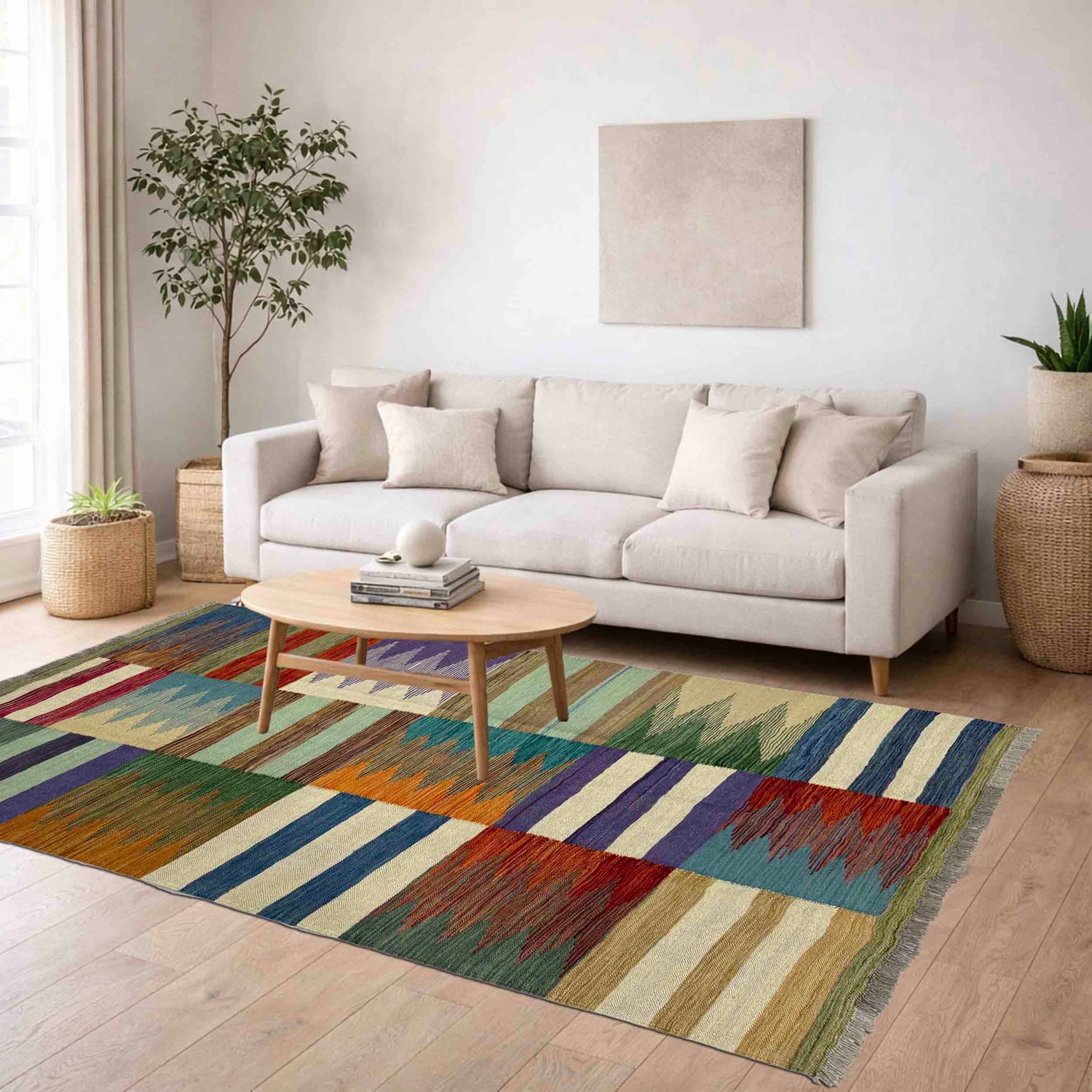 Handmade Vegetable Kilim 4' 0" x 6' 0" ft / 123 x 184 cm - No. Y39487