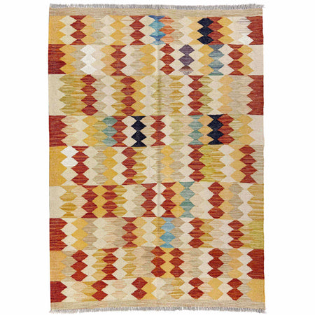 Handmade Vegetable Kilim 4' 2" x 5' 10" ft / 126 x 177 cm - No. Y39496