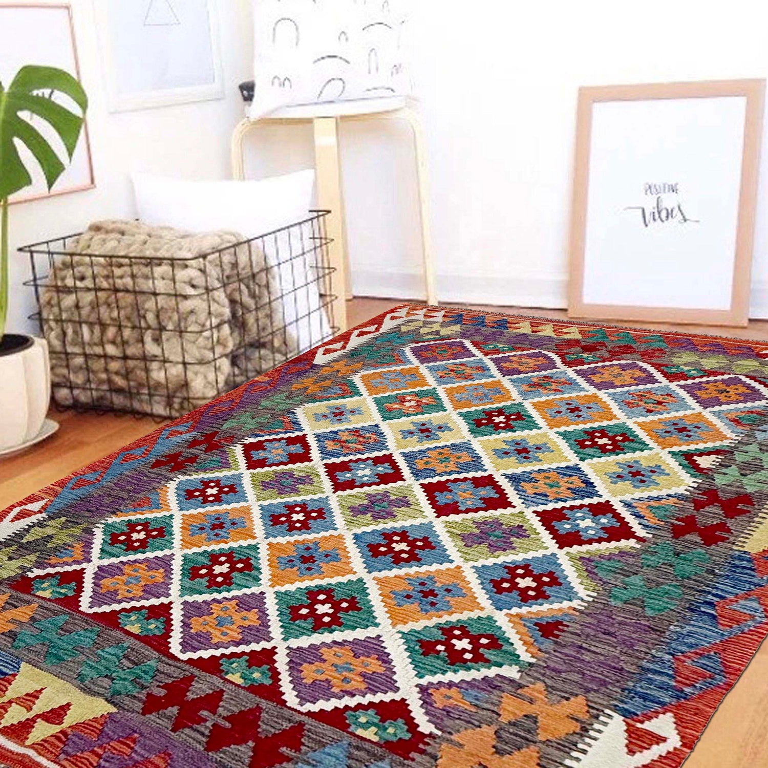 Medium Size Chobi Kilim 4' 8" x 6' 3" ft / 142 x 190 cm - No. Y39498