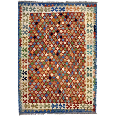 Handmade Turkish Design Wool Kilim 5' 10" x 8' 1" ft / 179 x 246 cm - No. Y39501