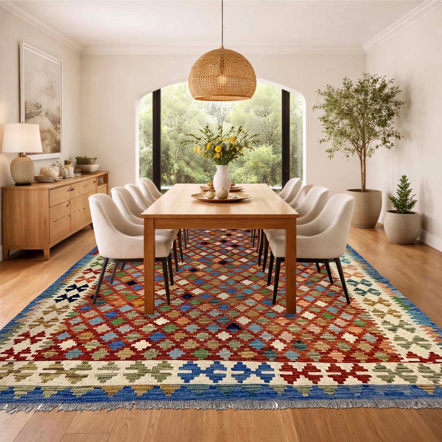 Handmade Turkish Design Wool Kilim 5' 10" x 8' 1" ft / 179 x 246 cm - No. Y39501