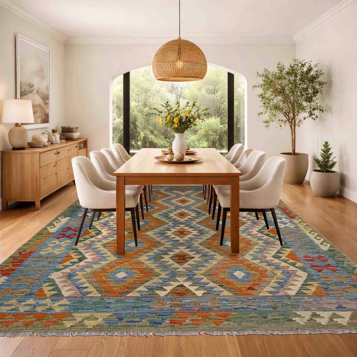 Hand Knotted Flatweave Kilim 5' 9" x 8' 1" ft / 175 x 247 cm - No. Y39502