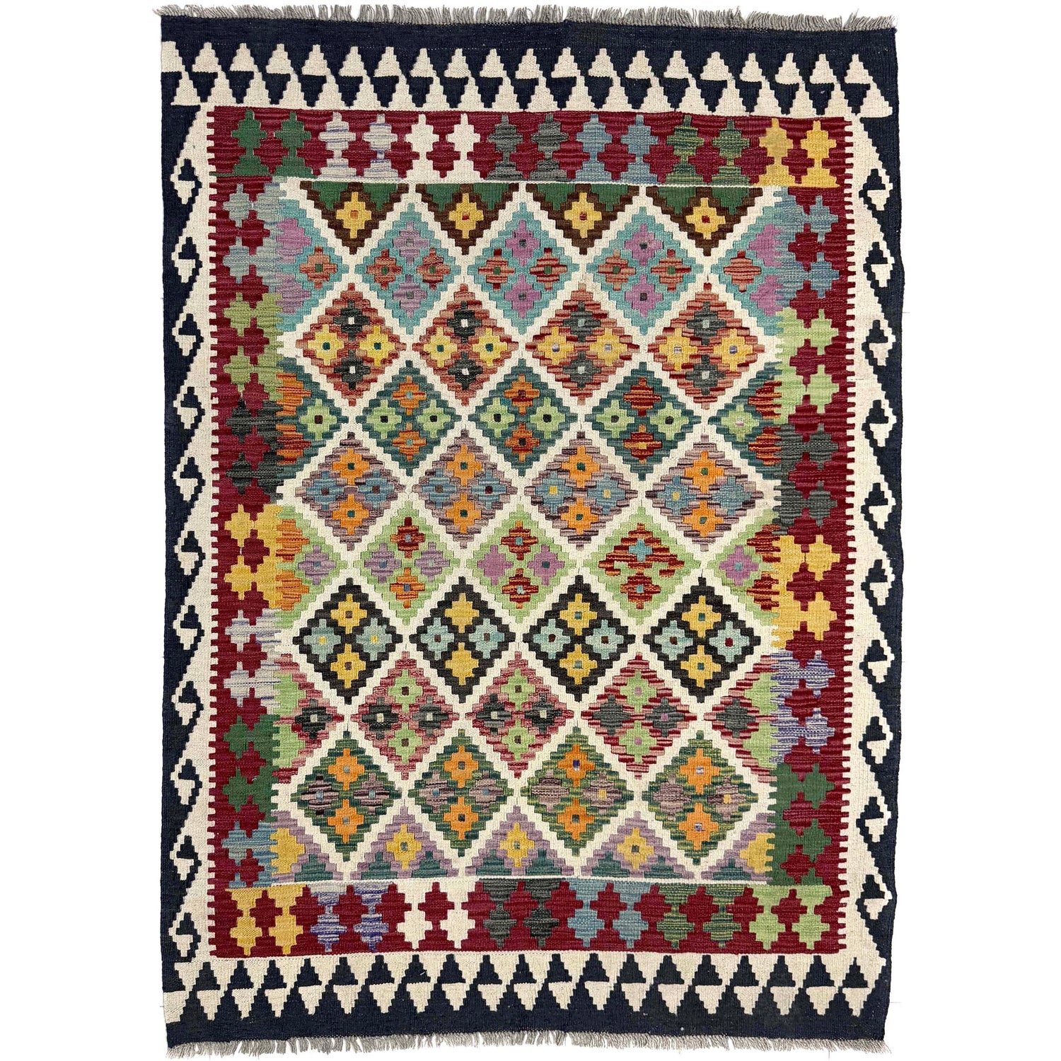 Handmade Vegetable Kelim 4' 6" x 5' 8" ft / 138 x 172 cm - No. Y39506