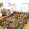 Multi Color ful Flat-Weave Wool Kilim 4' 0" x 6' 6" ft / 123 x 198 cm - No. Y39507