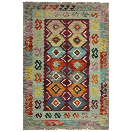 Hand Woven Wool Kelim 3' 9" x 5' 7" ft / 114 x 170 cm - No. Y39513