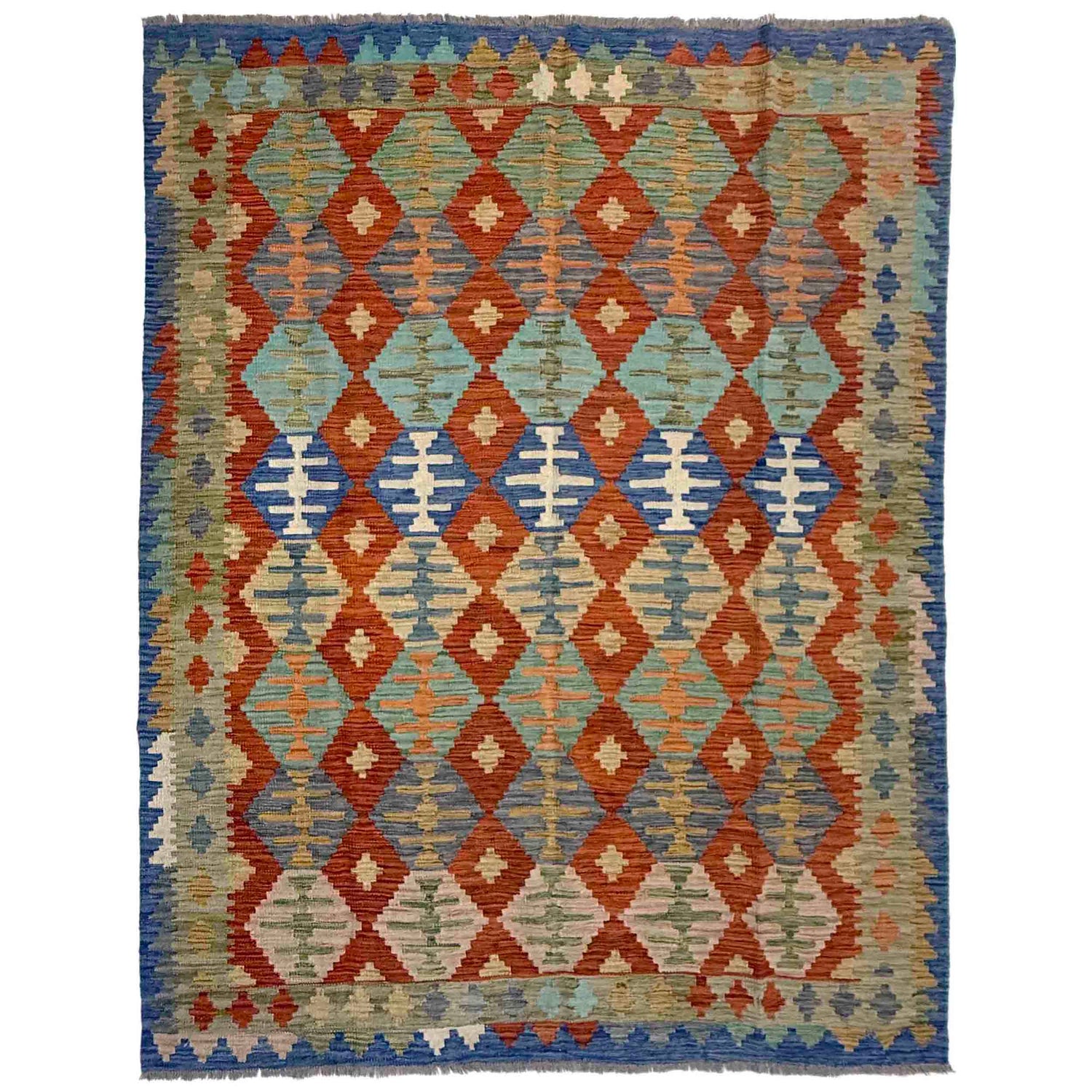 Handmade Turkish Design Wool Kilim 5' 8" x 7' 8" ft / 173 x 234 cm - No. Y39518