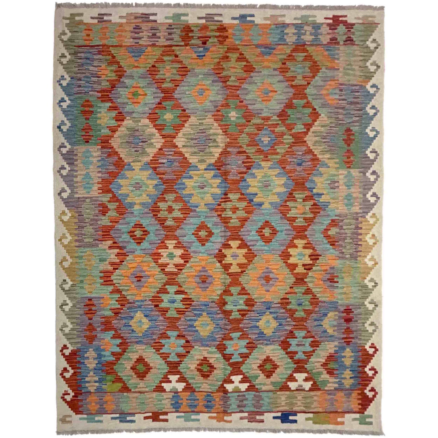 Hand Knotted Flatweave Kilim 5' 11" x 8' 1" ft / 180 x 246 cm - No. Y39520