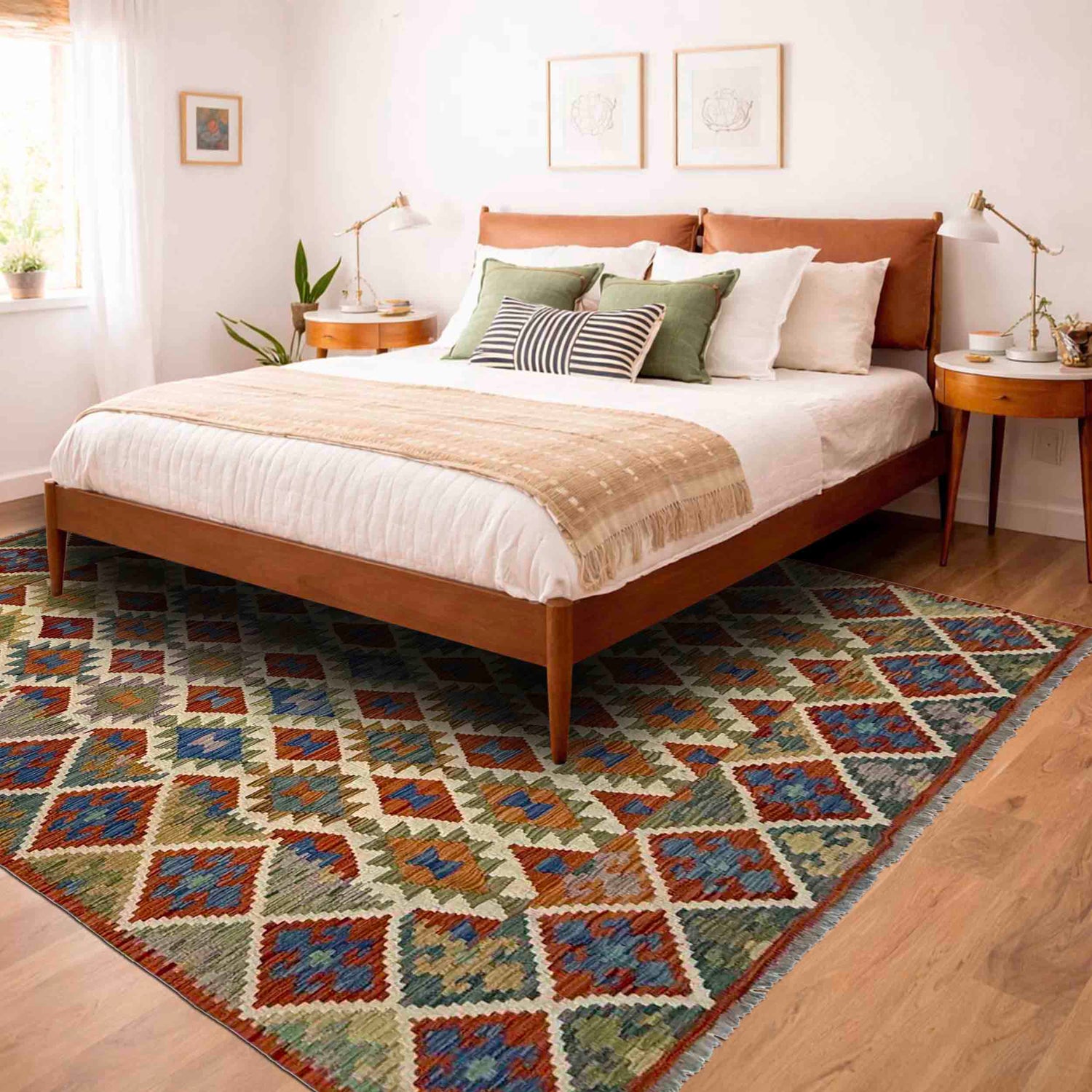 Handmade Afghan Vegetable Kilim 5' 9" x 8' 2" ft / 176 x 248 cm - No. Y39522