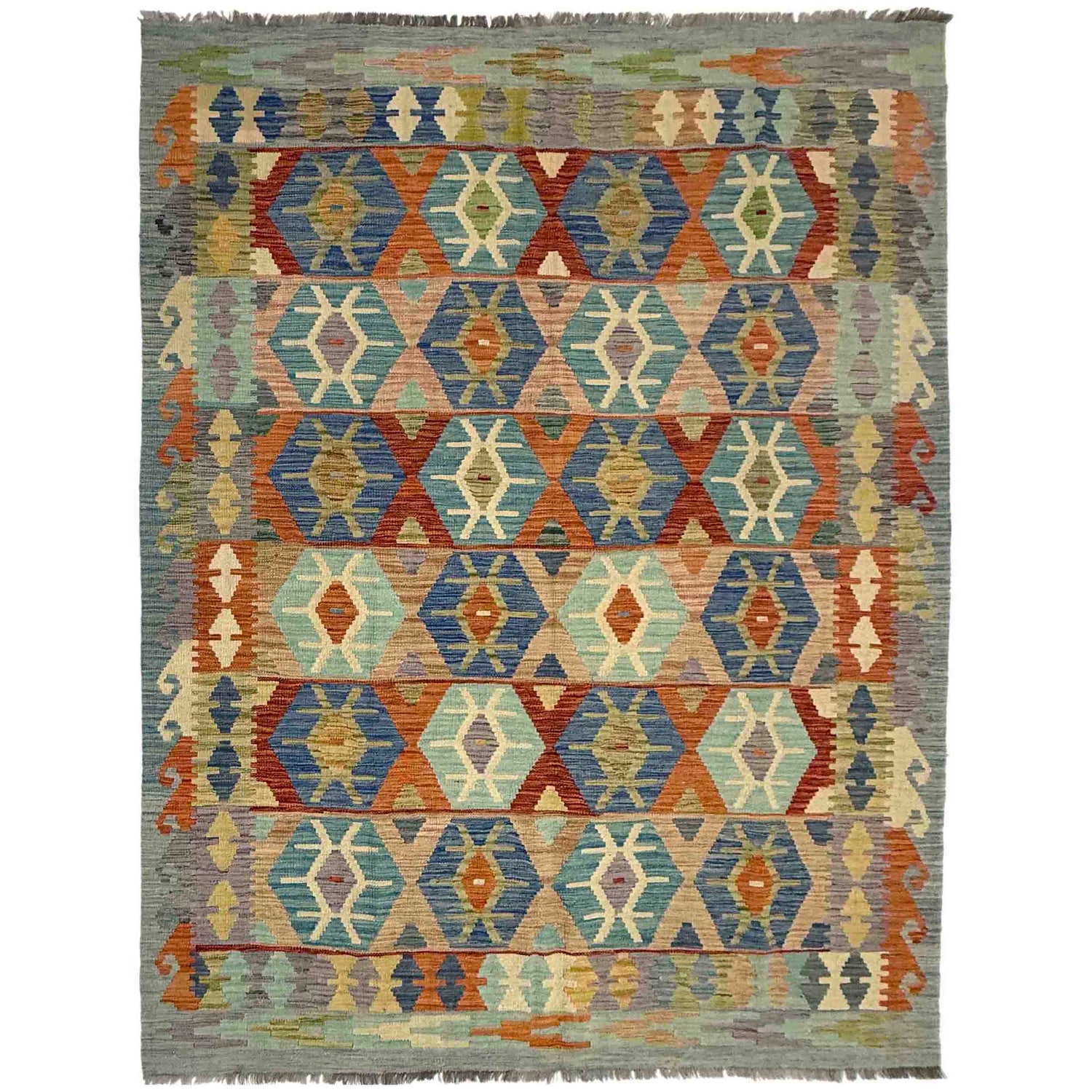 Handmade Vegetable Kilim 5' 10" x 8' 2" ft / 178 x 250 cm - No. Y39525