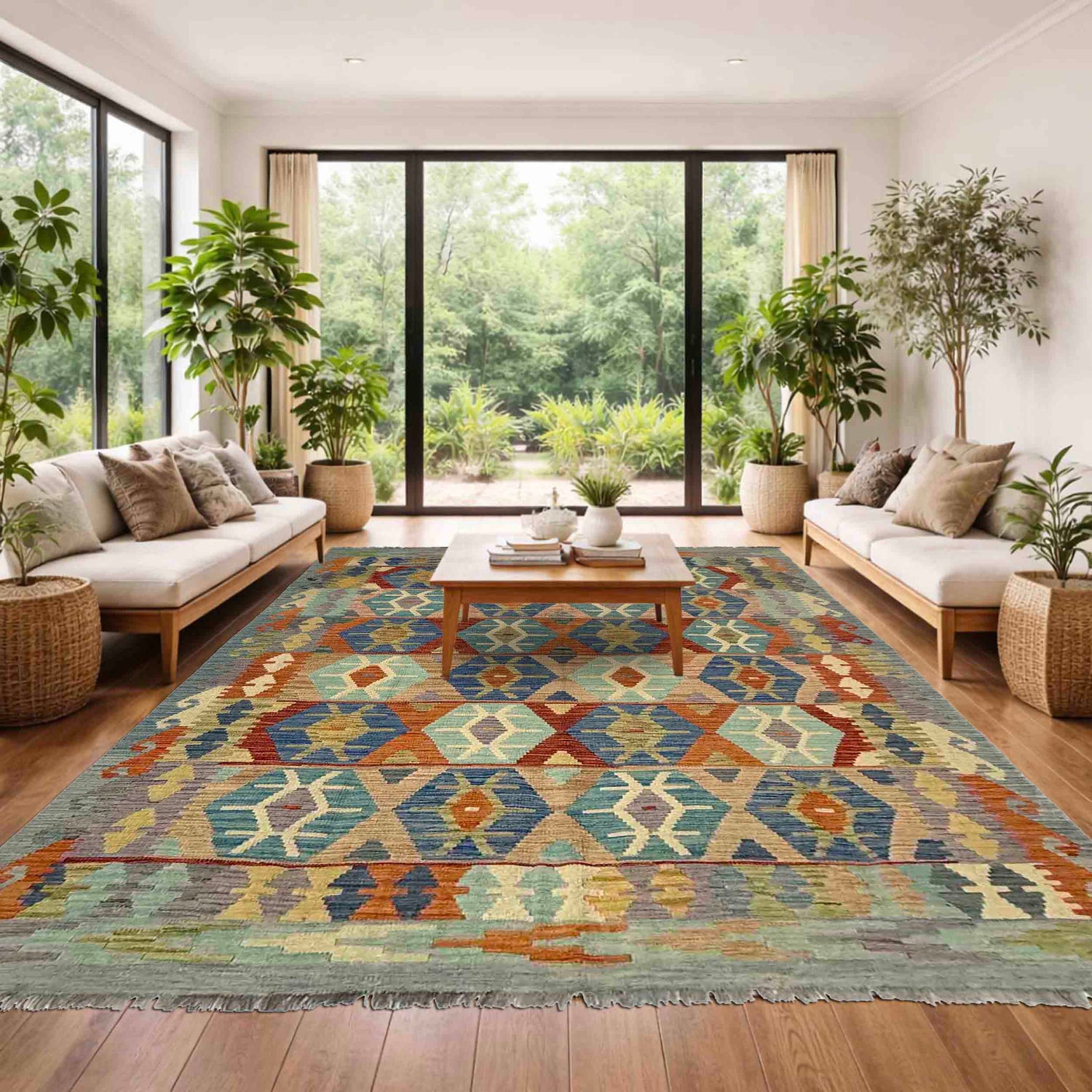Handmade Vegetable Kilim 5' 10" x 8' 2" ft / 178 x 250 cm - No. Y39525