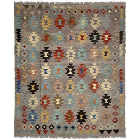 Hand Knotted Afghan Style Kilim 5' 11" x 8' 1" ft / 181 x 246 cm - No. Y39527