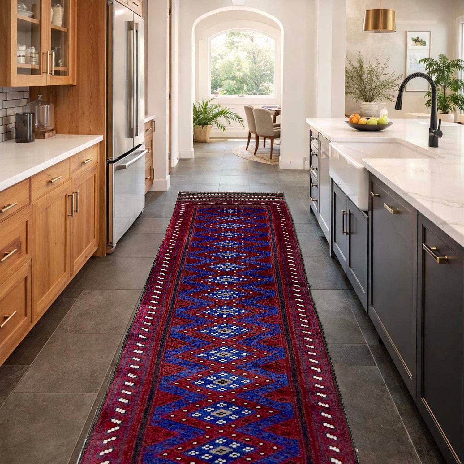 Handmade Mushwani Runner Rug 1' 11" x 8' 3" ft / 58 x 252 cm - No. Y39533