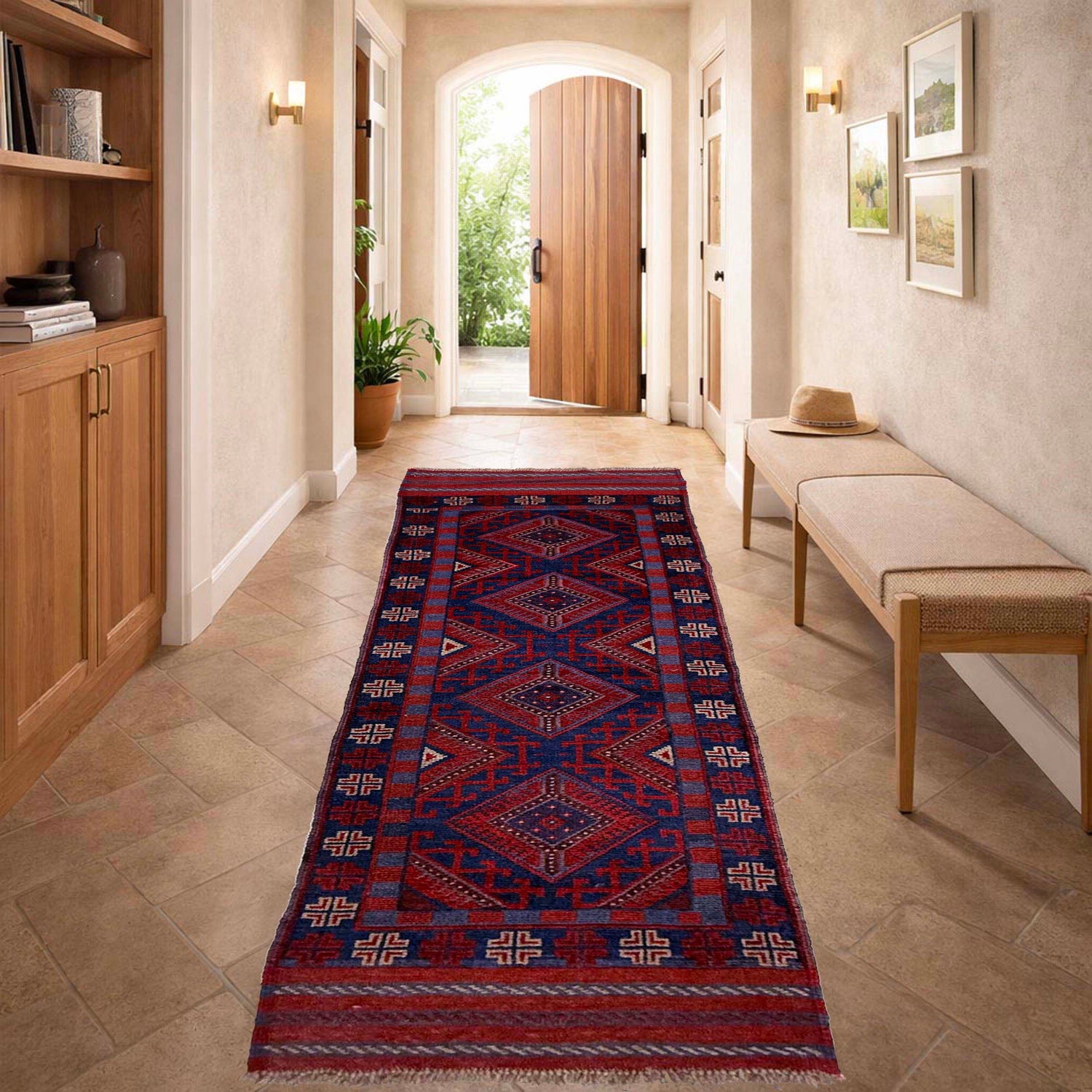 Handmade Wool Mushwani Runner 2' 3" x 7' 9" ft / 69 x 237 cm - No. Y39534