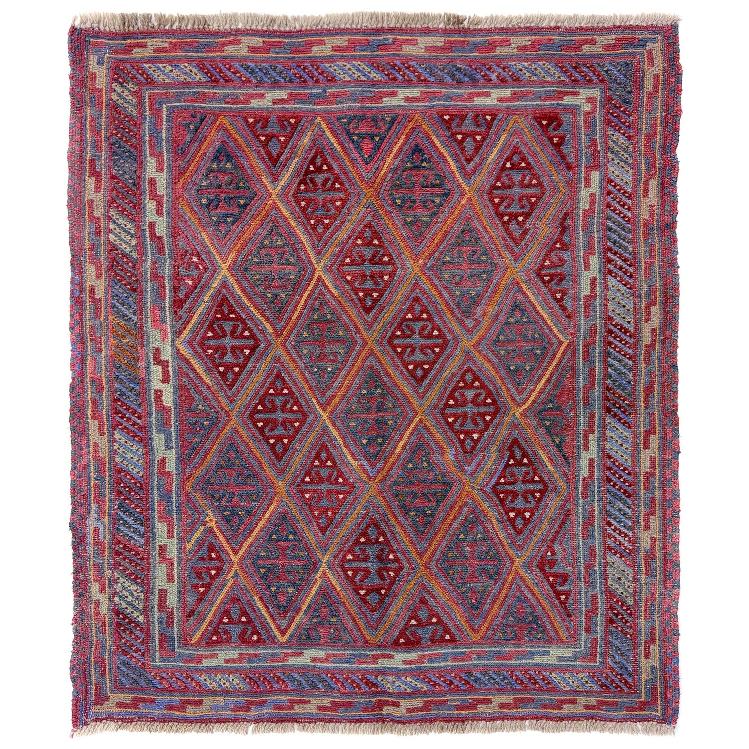 Small Square Mashwani Rug 3' 8" x 4' 2" ft / 113 x 126 cm - No. Y39539