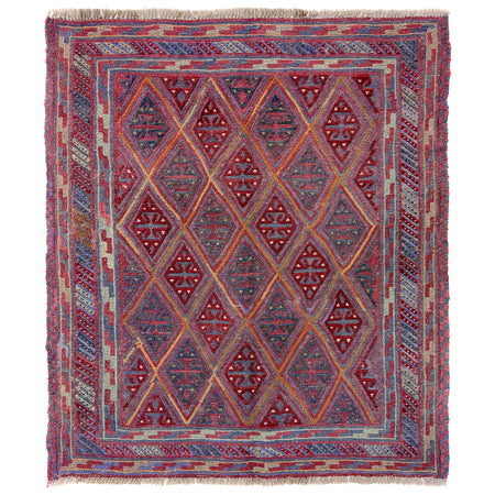 Small Square Mashwani Rug 3' 8" x 4' 2" ft / 113 x 126 cm - No. Y39539