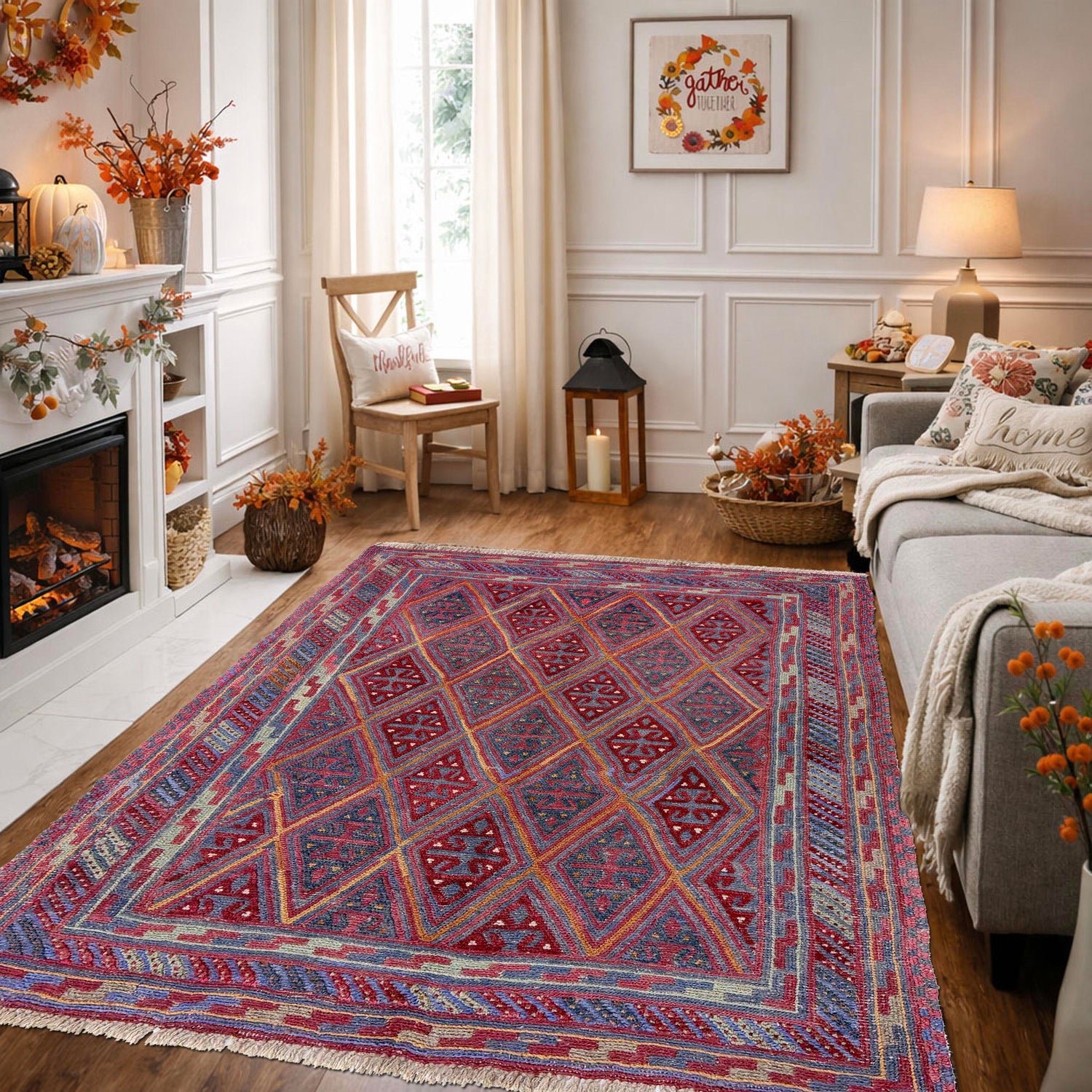 Small Square Mashwani Rug 3' 8" x 4' 2" ft / 113 x 126 cm - No. Y39539