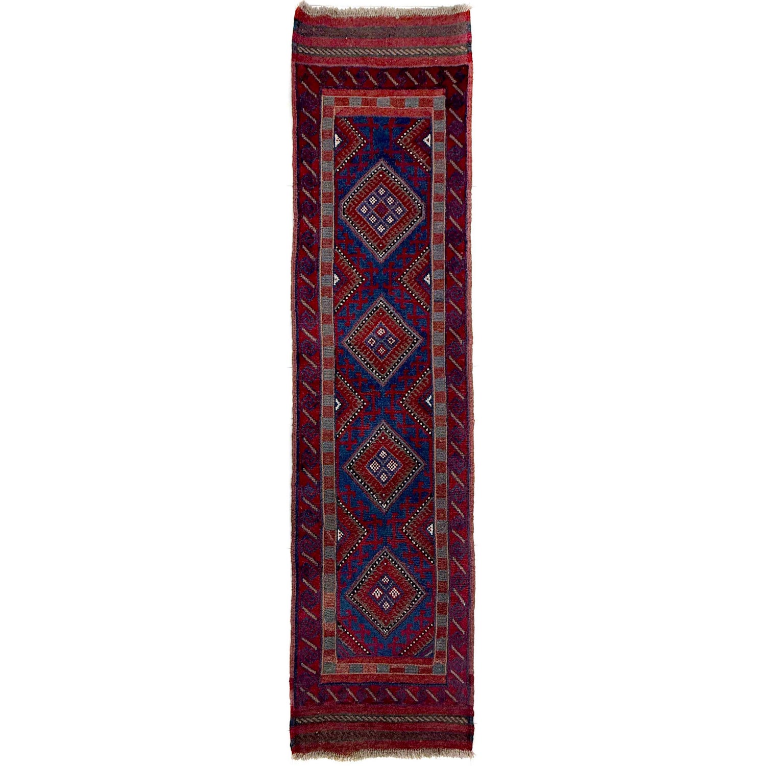 Handmade Afghan Runner Rug 2' 0" x 8' 0" ft / 62 x 243 cm - No. Y39541
