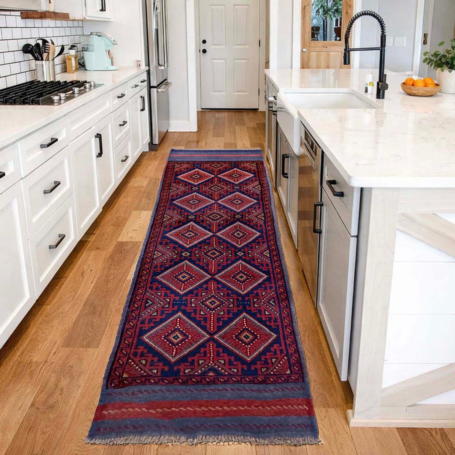 Hand Knotted Mashwani Runner Rug 2' 0" x 8' 8" ft / 61 x 263 cm - No. Y39543