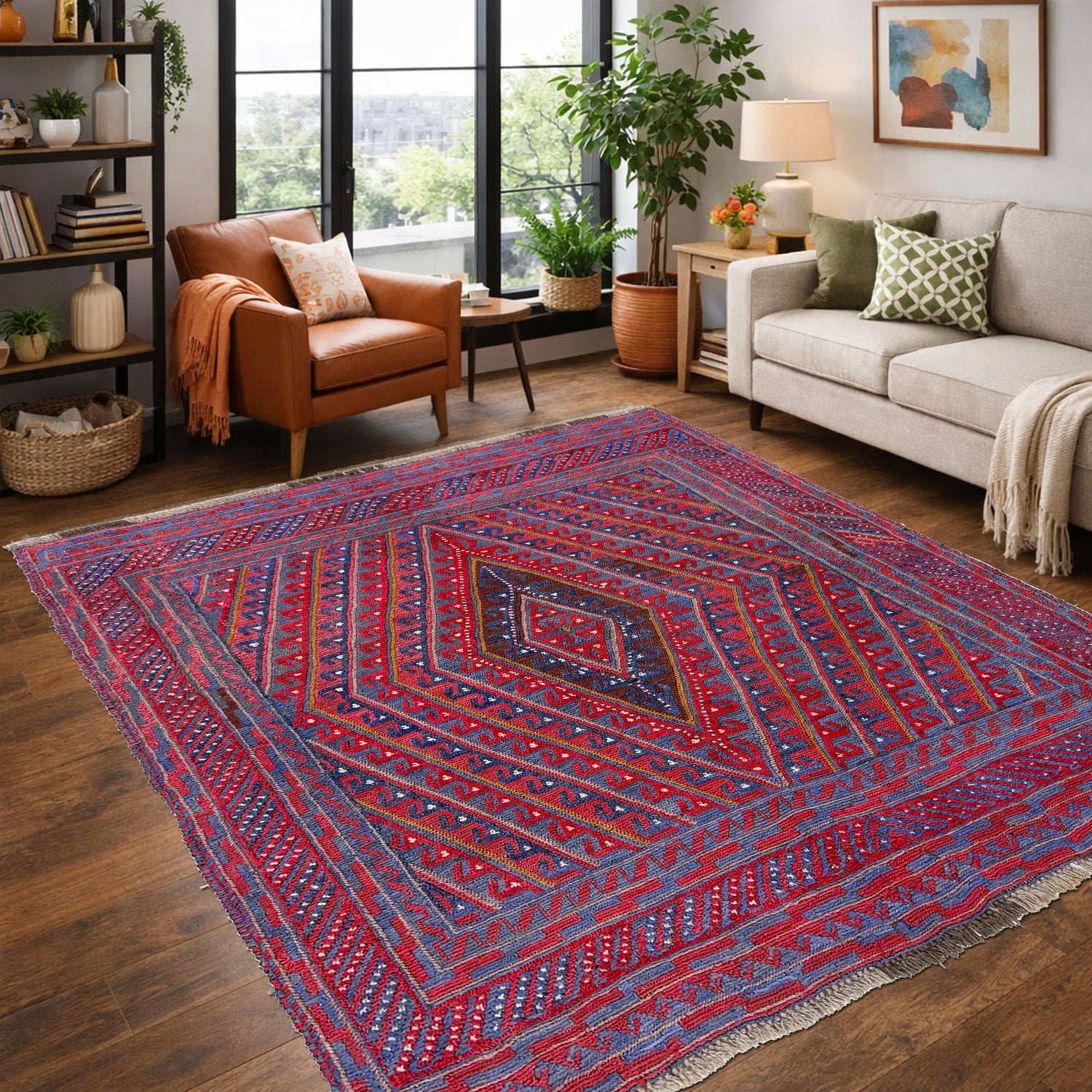 Multi Color Mashwani Area Rug 4' 5" x 4' 0" ft / 134 x 123 cm - No. Y39545