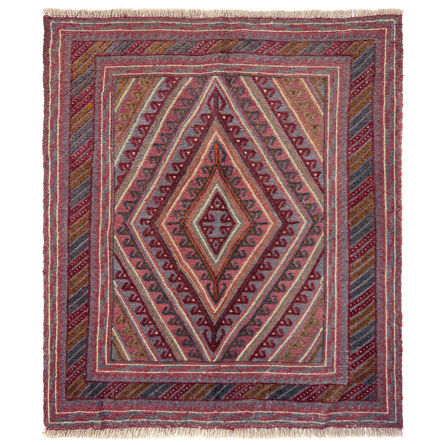 Hand Knotted Mashwani Area Rug 3' 8" x 4' 2" ft / 113 x 128 cm - No. Y39548
