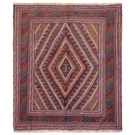 Hand Knotted Mashwani Area Rug 3' 8" x 4' 2" ft / 113 x 128 cm - No. Y39548