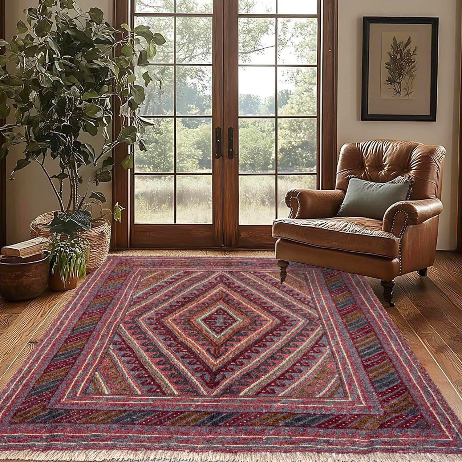 Hand Knotted Mashwani Area Rug 3' 8" x 4' 2" ft / 113 x 128 cm - No. Y39548
