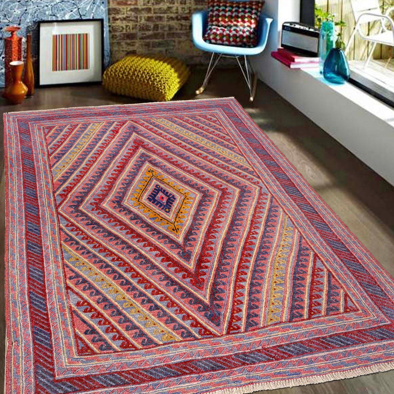 Traditional Mashwani Carpet 4' 11" x 5' 11" ft / 149 x 181 cm - No. Y39551