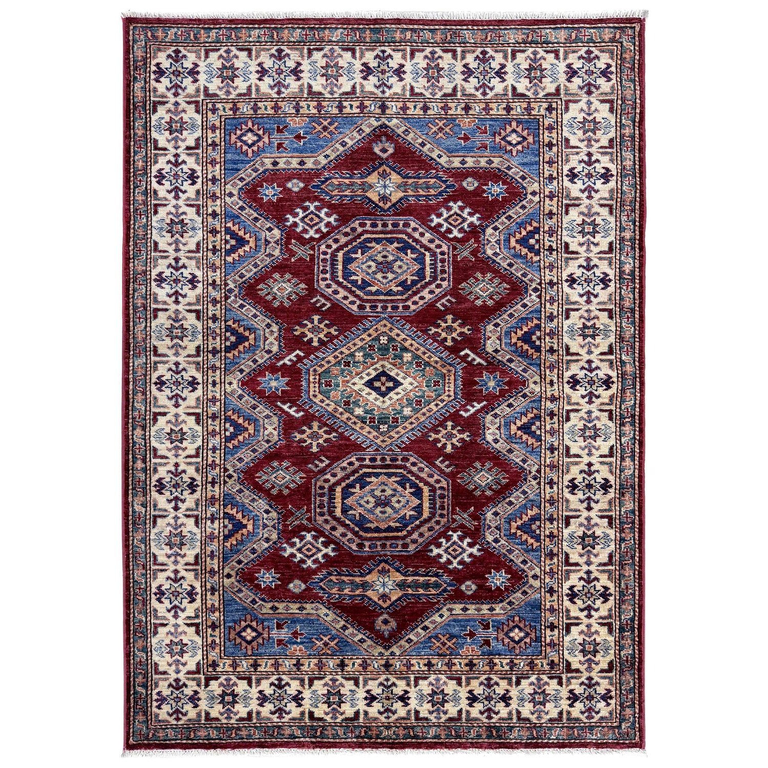 Fine Kazak Oriental Rug 4' 0" x 5' 11" ft / 123 x 181 cm - No. Y39555