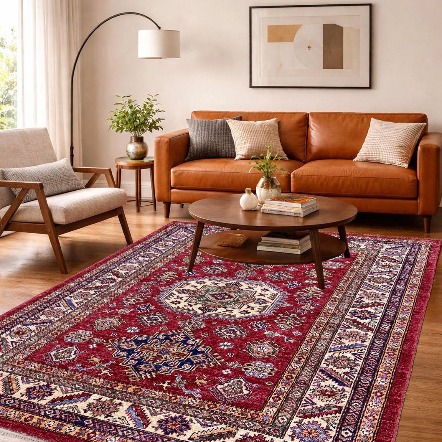 Fine Kazak Oriental Rug 5' 0" x 6' 8" ft / 153 x 203 cm - No. Y39559