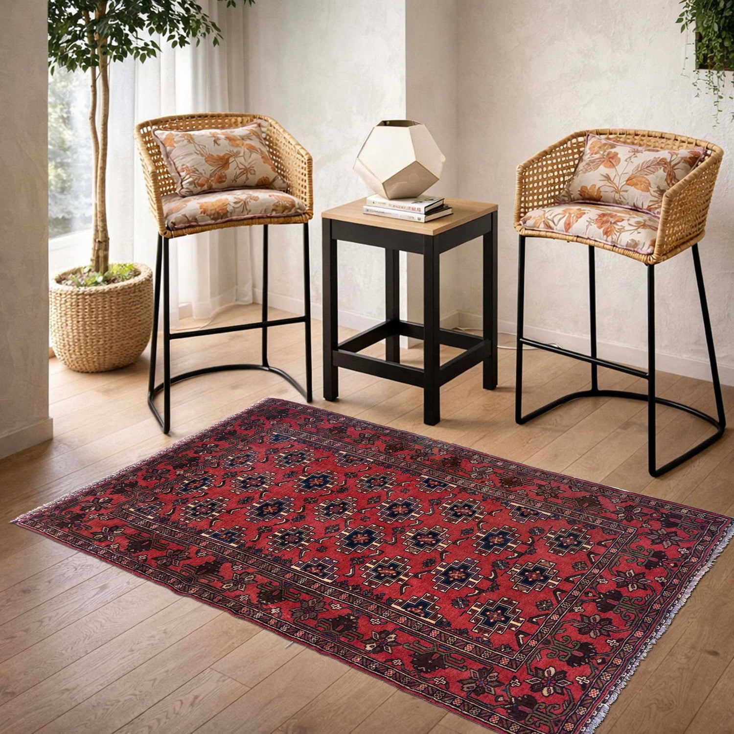 Hand Knotted Baluchi Rug 3' 3" x 4' 5" ft / 98 x 135 cm - No. Y39563