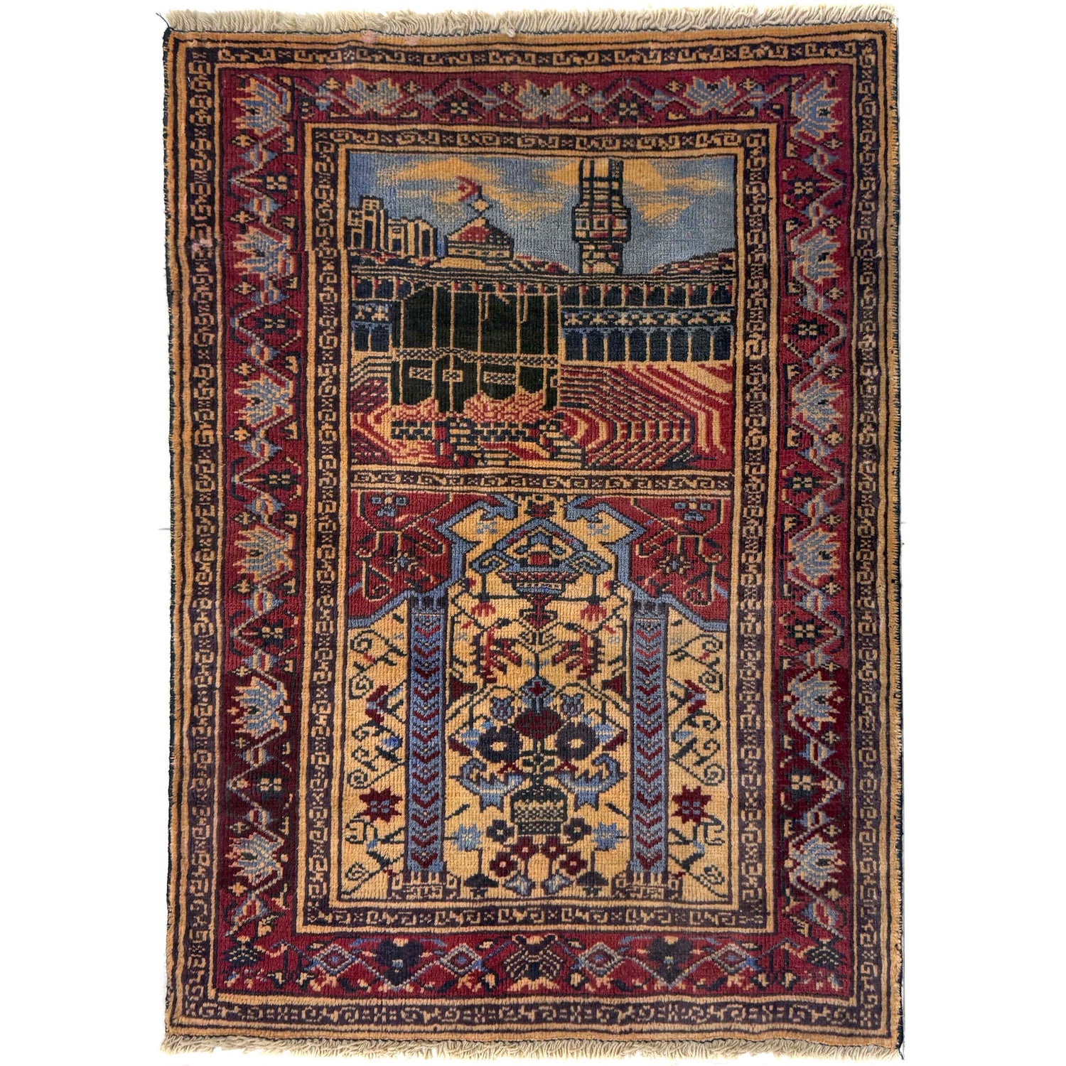 Islamic Prayer Carpet 2' 8" x 3' 8" ft / 82 x 111 cm - No. Y39568