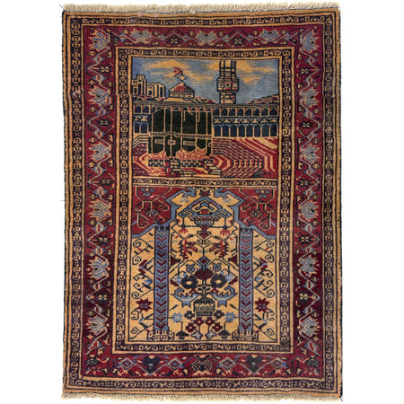 Islamic Prayer Carpet 2' 8" x 3' 8" ft / 82 x 111 cm - No. Y39568