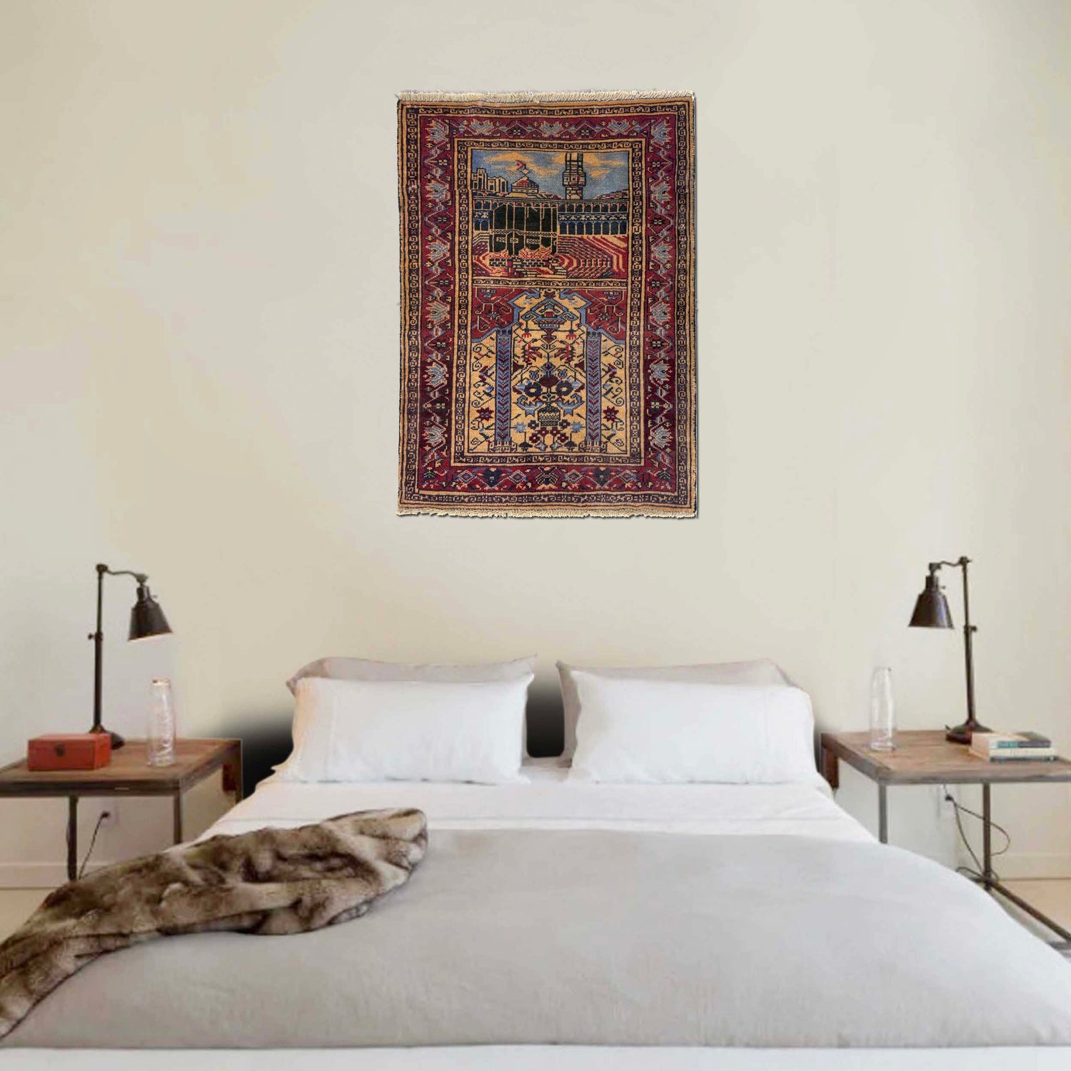 Islamic Prayer Carpet 2' 8" x 3' 8" ft / 82 x 111 cm - No. Y39568