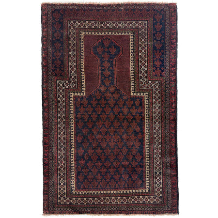 Small Prayer Carpet 3' 0" x 4' 11" ft / 92 x 150 cm -No.Y39572