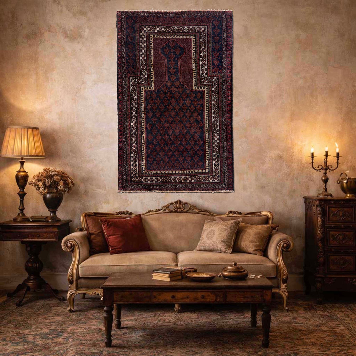 Small Prayer Carpet 3' 0" x 4' 11" ft / 92 x 150 cm -No.Y39572