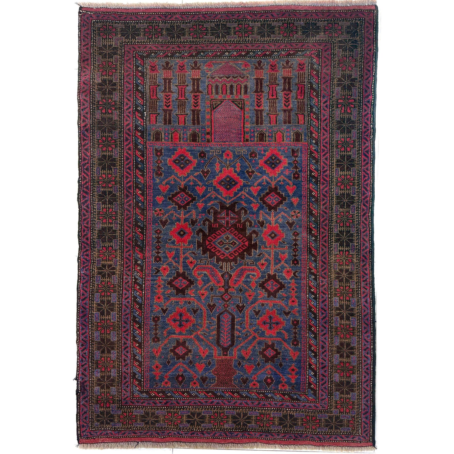 Muslim Prayer Rug 2' 11" x 4' 5" ft / 90 x 135 cm - No. Y39573